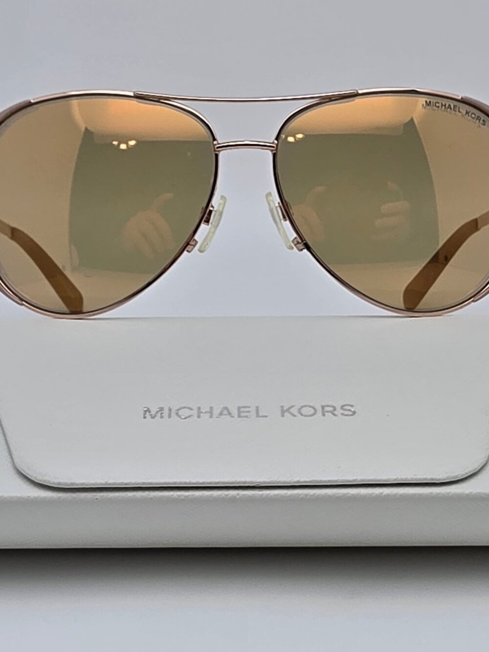 Michael Kors Chelsea MK5004 Rose Gold Taupe Rose Gold Mirror Aviator Sunglasses